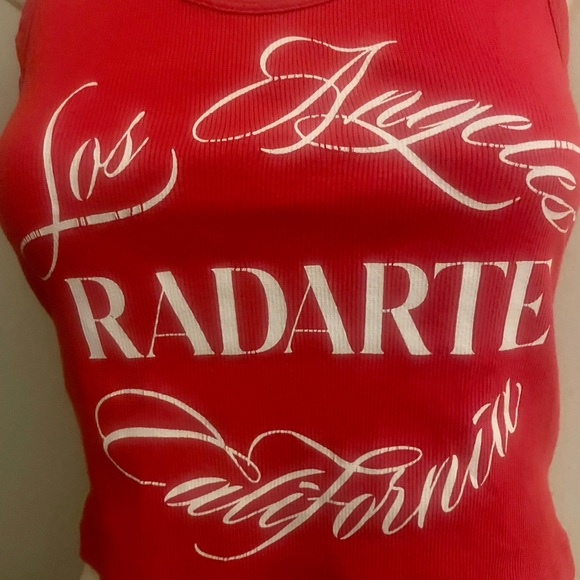 Rodarte "Radarte" Red Ribbed Logo Tank sz M - Picture 2 of 4